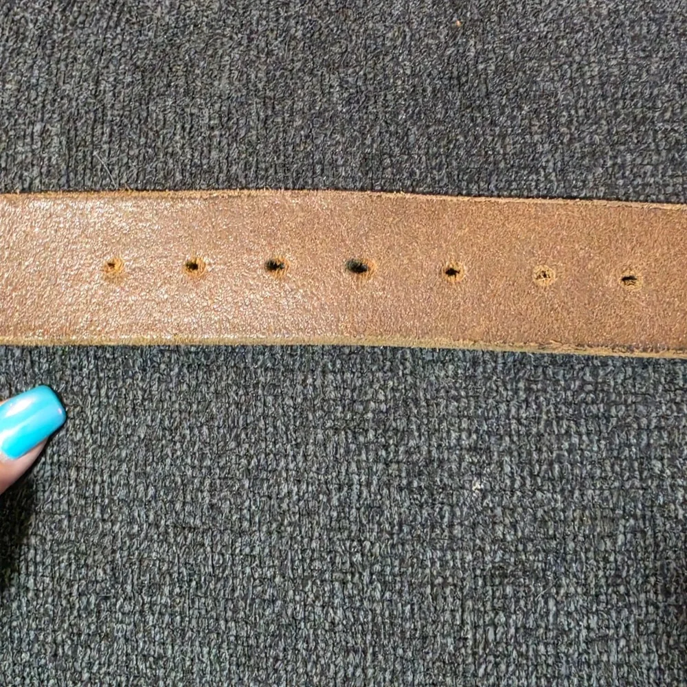 Vtg Marlboro Mens 36 38 40 Leather Belt Brown Brass Longhorn Star Buckle 1987